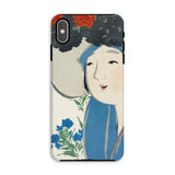 Woman from Momoyogusa - Kamisaka Sekka Iphone Case, Xs Max / Matte, Phone Case Artistic Illustration Person Blue Clothing Flowers