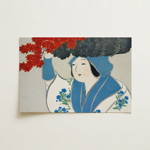 Woman from Momoyogusa - Kamisaka Sekka Meiji Art Print / Canvas, 18x12’’ / 46x31cm / Unframed / no Border, Posters Prints & Visual Artwork,