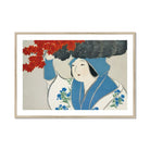 Woman from Momoyogusa Kamisaka Sekka Meiji Art Print, Japanese Style Artwork Two Figures Blue White Robes Beneath