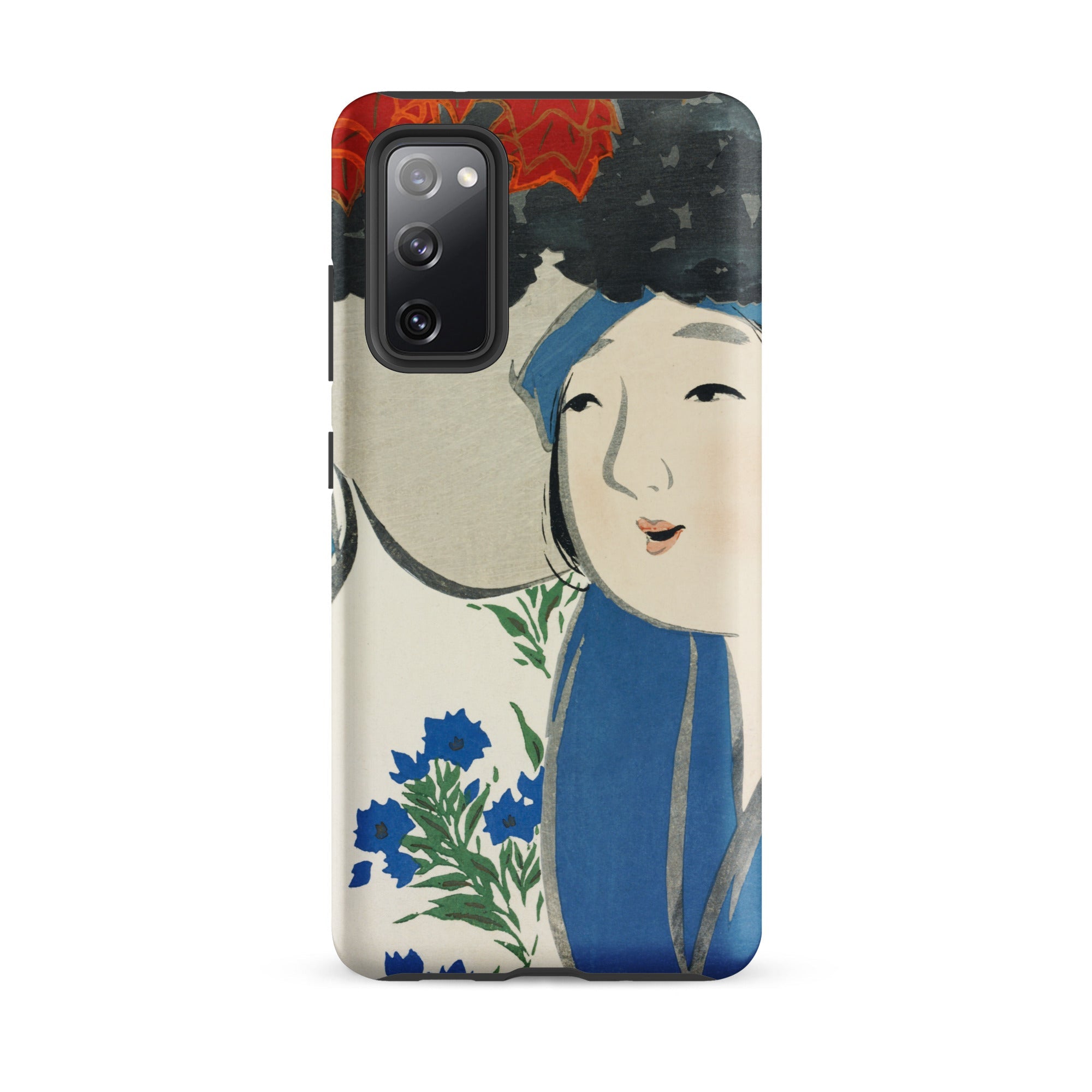 Woman from Momoyogusa Kamisaka Sekka Samsung Case, Galaxy S20 Fe / Matte, White Smartphone Case Colorful Illustration Woman Flowers