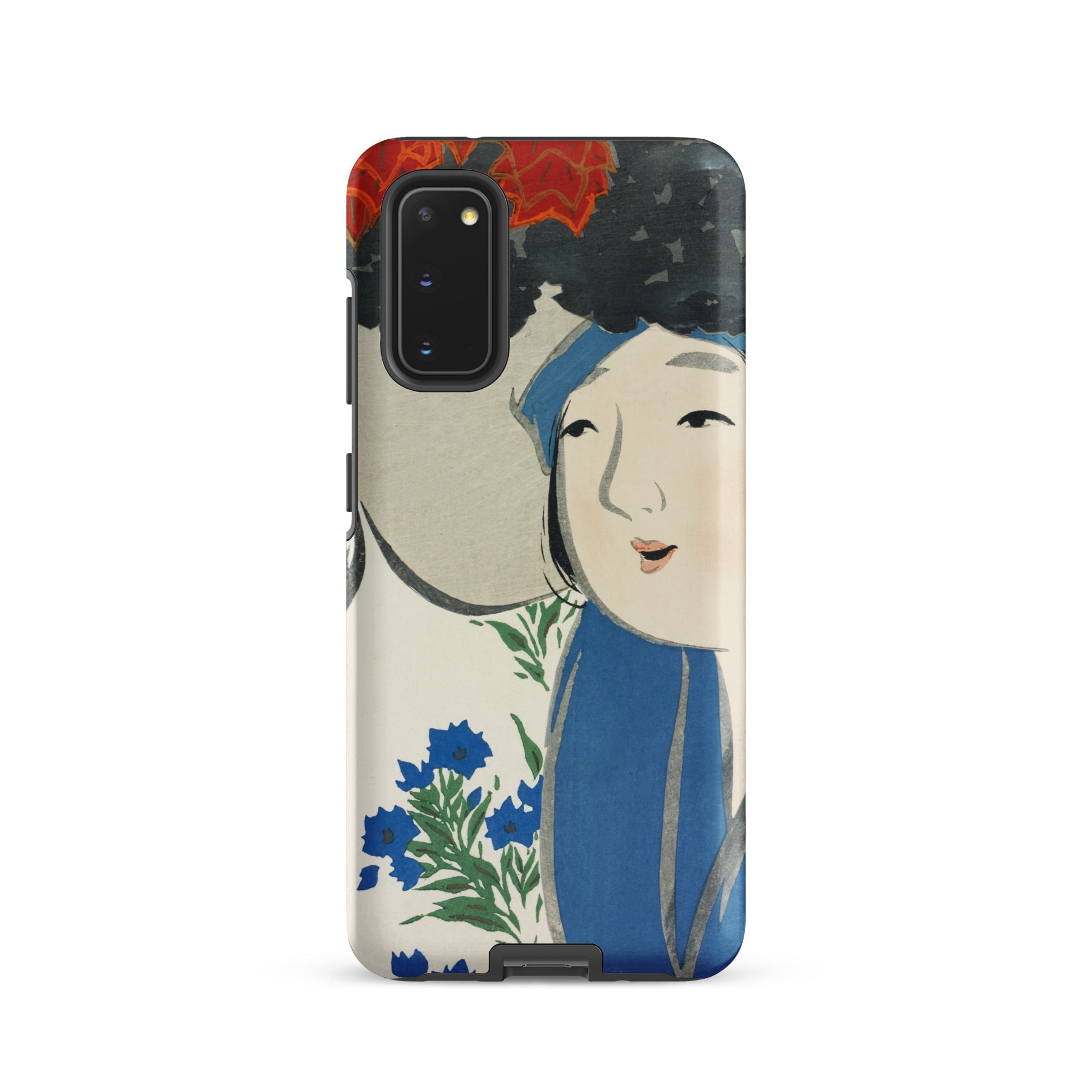 Woman from Momoyogusa Kamisaka Sekka Samsung Case, Galaxy S20 / Matte, White Smartphone Case Blue Red Artistic Design