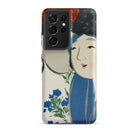 Woman from Momoyogusa Kamisaka Sekka Samsung Case, Galaxy S21 Ultra / Matte, Smartphone Case Artistic Depiction Woman Blue Flowers