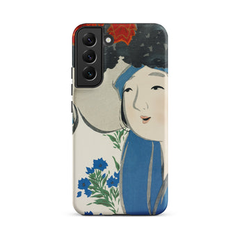 Woman from Momoyogusa - Kamisaka Sekka Samsung Case, Galaxy S22 Plus / Matte, White Smartphone Case Blue Red Artistic Design