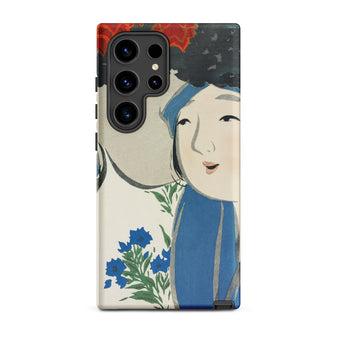 Woman from Momoyogusa - Kamisaka Sekka Samsung Case, Galaxy S24 Ultra / Matte, Phone Case Artistic Depiction Woman Blue Flowers