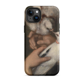 Woman with Pigeons - Gustave Courbet Iphone Case, 15 Plus / Matte, Iphone Case Painting Man Dove