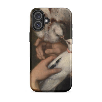 Woman with Pigeons - Gustave Courbet Iphone Case, 16 Plus / Matte, Phone Case Painting Hands Doves