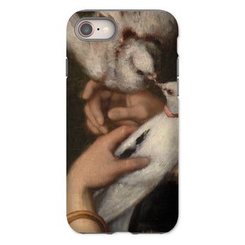Woman with Pigeons - Gustave Courbet Iphone Case, 8 / Matte, Phone Case Painting Hands Doves