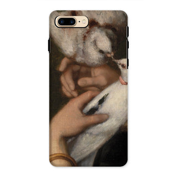 Woman with Pigeons - Gustave Courbet Iphone Case, 8 Plus / Matte, Phone Case Painting Hands Doves