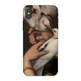 Woman with Pigeons - Gustave Courbet Iphone Case, x / Matte, Phone Case Painting Doves