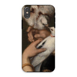 Woman with Pigeons - Gustave Courbet Iphone Case, Xs / Matte, Phone Case Painting Person Two White Doves
