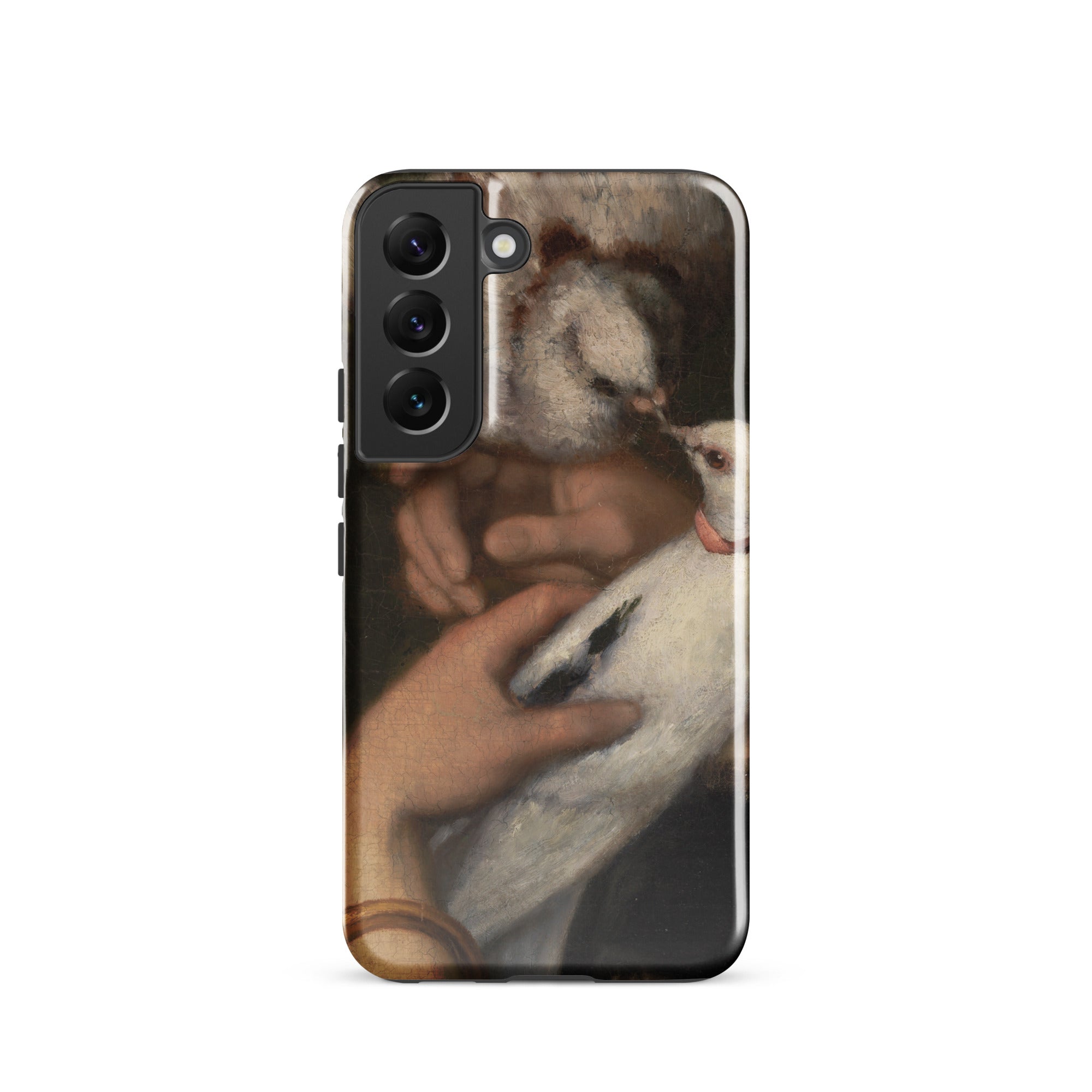 Woman with Pigeons Gustave Courbet Samsung Case, Galaxy S22 / Gloss, Black Smartphone Case Classical Painting Hands Two Doves