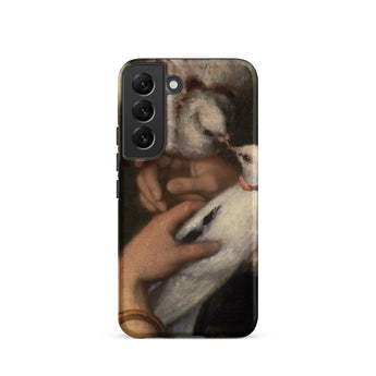 Woman with Pigeons - Gustave Courbet Samsung Case, Galaxy S22 / Matte, Black Smartphone Case Classical Painting Person Two White