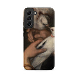 Woman with Pigeons - Gustave Courbet Samsung Case, Galaxy S22 Plus / Matte, Black Smartphone Case Classical Painting Hands White Bird