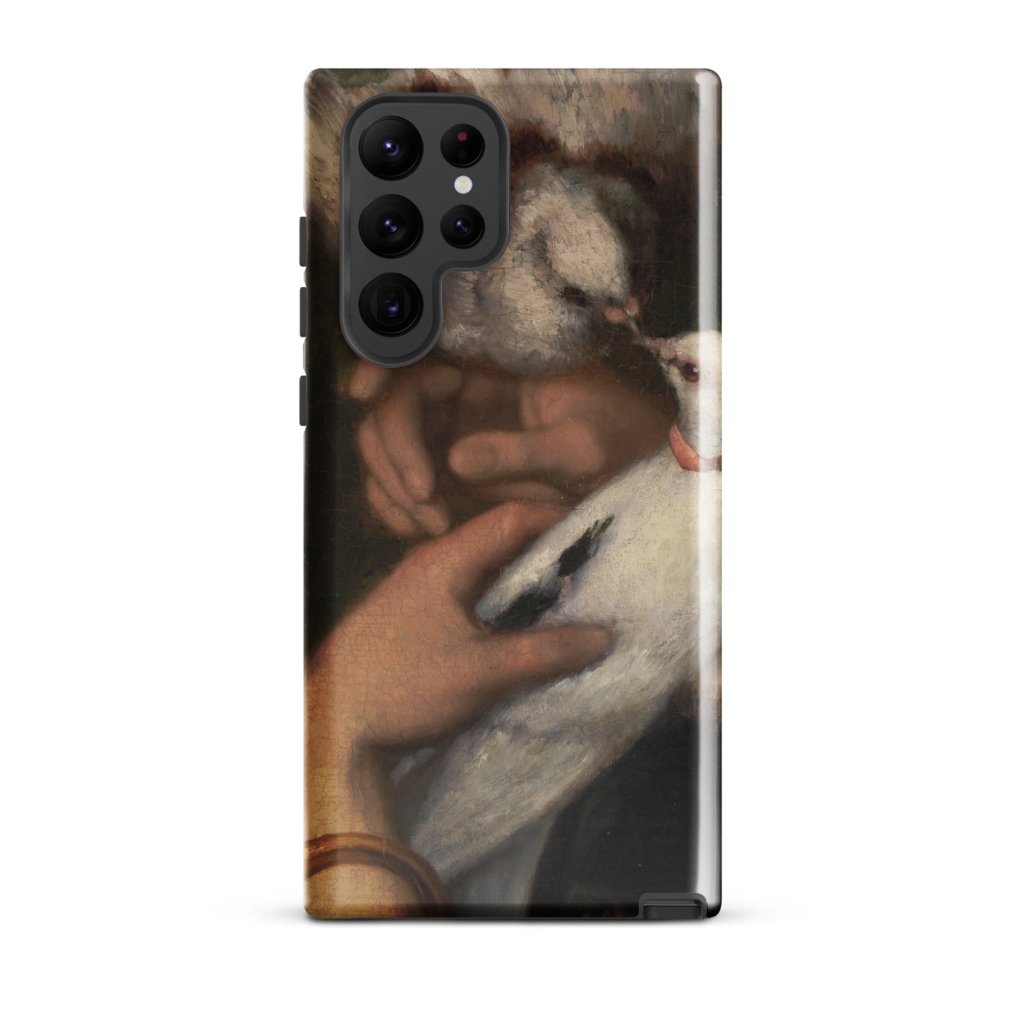 Woman with Pigeons Gustave Courbet Samsung Case, Galaxy S22 Ultra / Gloss, Smartphone Case Classical Painting Hands White Bird