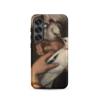 Woman with Pigeons - Gustave Courbet Samsung Case, Galaxy S25 / Matte, Smartphone Case Classical Painting Hands Two Doves
