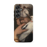 Woman with Pigeons - Gustave Courbet Samsung Case, Galaxy S25 Plus / Matte, Black Phone Case Classical Painting Hands Two Doves
