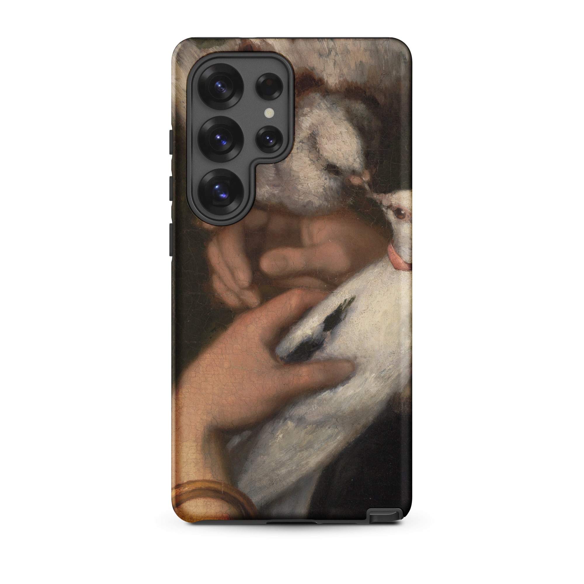 Woman with Pigeons Gustave Courbet Samsung Case, Galaxy S25 Ultra / Matte, Smartphone Case Classical Painting Hands White Goat