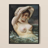 The Woman in the Waves - Gustave Courbet Art Print / Canvas, 12x16’’ / 31x41cm / Black Frame, Posters Prints & Visual Artwork, Toby Leon