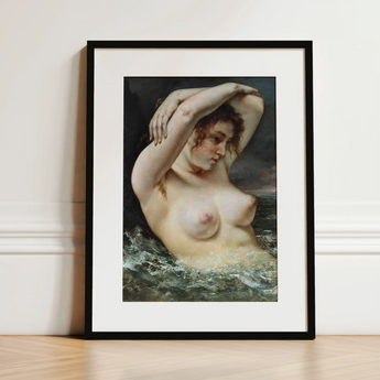 The Woman in the Waves - Gustave Courbet Art Print / Canvas, 12x16’’ / 31x41cm / Black Frame / Matboard, Posters Prints & Visual Artwork,