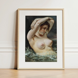 The Woman in the Waves - Gustave Courbet Art Print / Canvas, 12x16’’ / 31x41cm / Natural Frame / Matboard, Posters Prints & Visual Artwork,