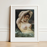 The Woman in the Waves - Gustave Courbet Art Print / Canvas, 12x16’’ / 31x41cm / White Frame / Matboard, Posters Prints & Visual Artwork,