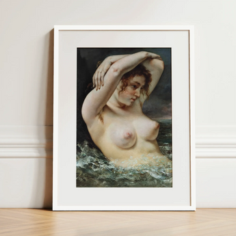 The Woman in the Waves - Gustave Courbet Art Print / Canvas, 12x16’’ / 31x41cm / White Frame / Matboard, Posters Prints & Visual Artwork,