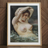 The Woman in the Waves - Gustave Courbet Art Print / Canvas, 24x32’’ / 61x81cm / Natural Frame / Matboard, Posters Prints & Visual Artwork,