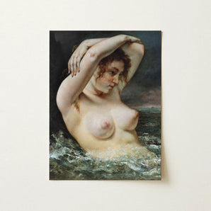 The Woman in Waves - Gustave Courbet Art Print / Canvas Classical Oil Painting Nude Reddish-brown Hair Turbulent, Pulls, English Channel’s