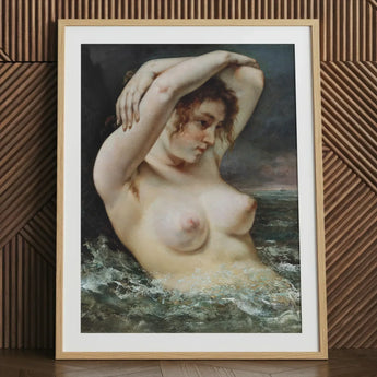 The Woman in Waves - Gustave Courbet Art Print / Canvas Framed Classical Painting Nude Reddish-brown Hair Turbulent, Pulls, English