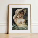 The Woman in Waves - Gustave Courbet Art Print / Canvas Framed Reproduction Classical Nude Painting Turbulent Water, Pulls, English