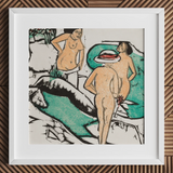Women Bathing Between White Stones - Ernst Ludwig Kirchner Art Print / Canvas, 12x12’’ / 31x31cm / Frame / Matboard, Posters Prints &