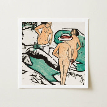 Women Bathing Between White Stones - Ernst Ludwig Kirchner Art Print / Canvas, Spent, Three, Baltic, Seasons, Painting Prints