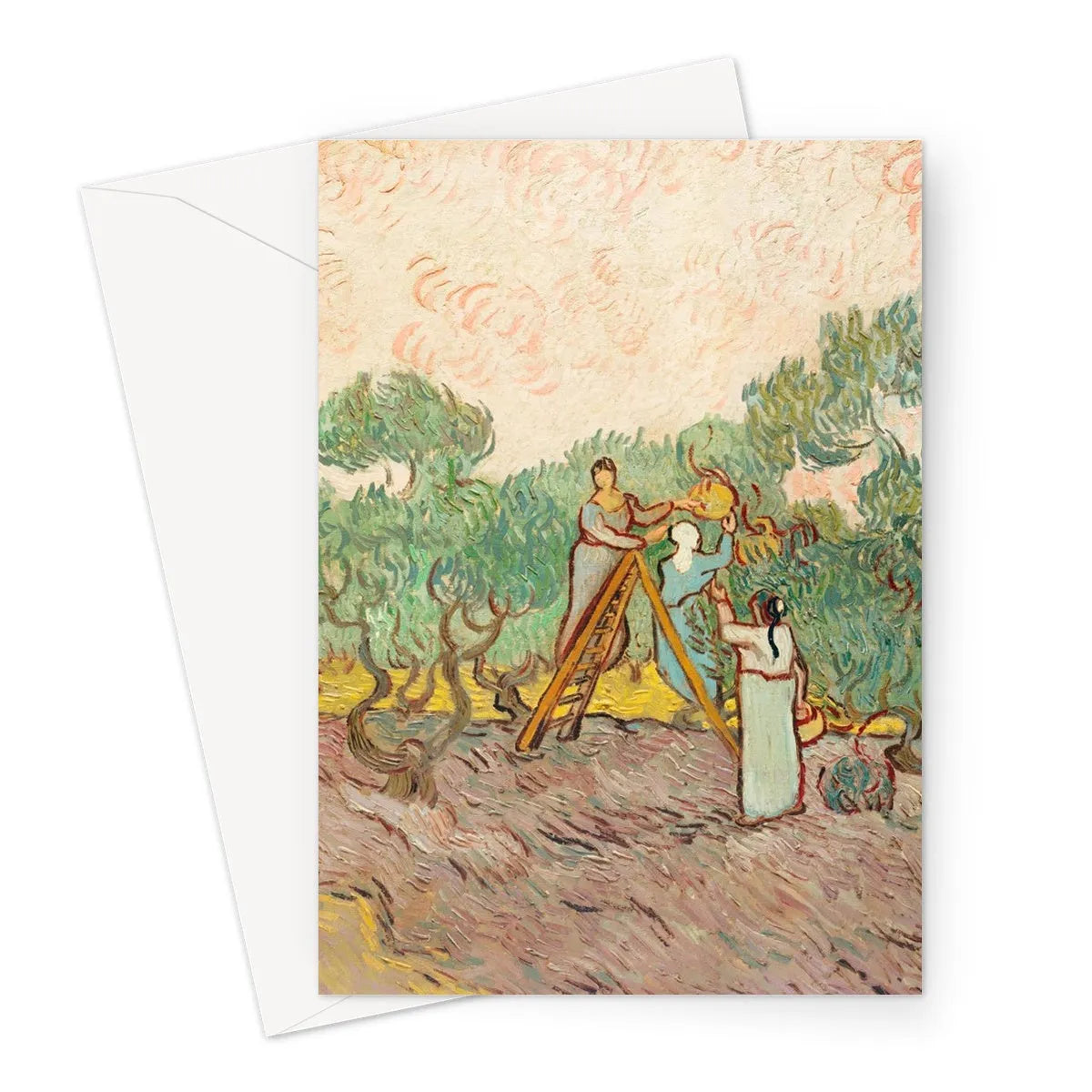 Women Picking Olives By Vincent Van Gogh Greeting Card - A5 Portrait / 1 Card - Greeting & Note Cards - Aesthetic Art