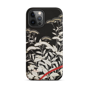 Women’s Kimono with Autumn Plants Iphone Case, 12 Pro Max / Matte, Black Phone Case Floral Design