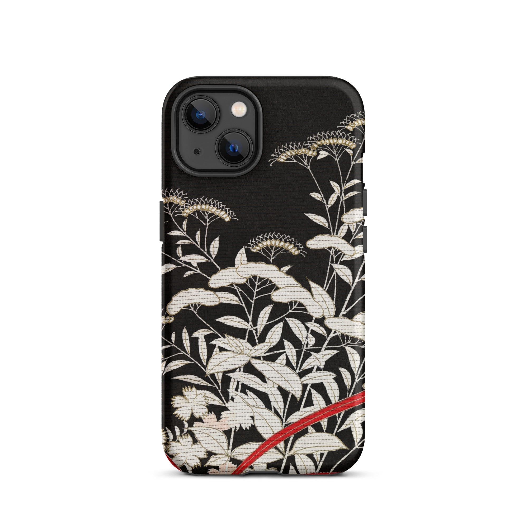 Women’s Kimono with Autumn Plants Iphone Case, 13 / Matte, Black Phone Case Floral Design