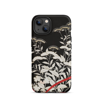Women’s Kimono with Autumn Plants Iphone Case, 13 / Matte, Black Phone Case Floral Design