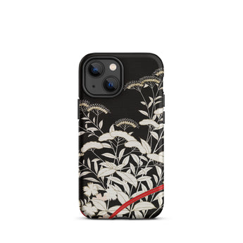 Women’s Kimono with Autumn Plants Iphone Case, 13 Mini / Matte, Black Phone Case Floral Design