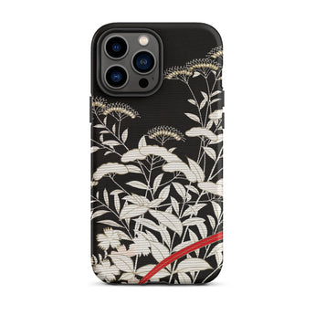Women’s Kimono with Autumn Plants Iphone Case, 13 Pro Max / Matte, Black Phone Case Floral Design