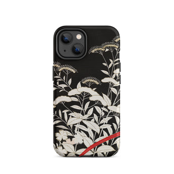 Women’s Kimono with Autumn Plants Iphone Case, 14 / Matte, Black Phone Case Floral Design