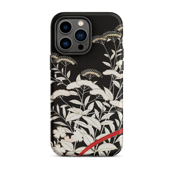 Women’s Kimono with Autumn Plants Iphone Case, 14 Pro Max / Matte, Black Phone Case Floral Design