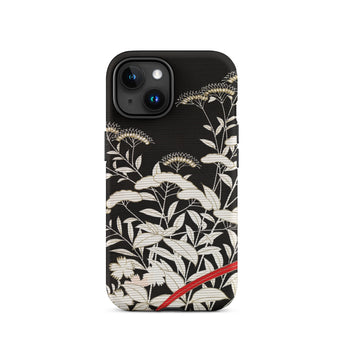 Women’s Kimono with Autumn Plants Iphone Case, 15 / Matte, Black Phone Case Floral Design
