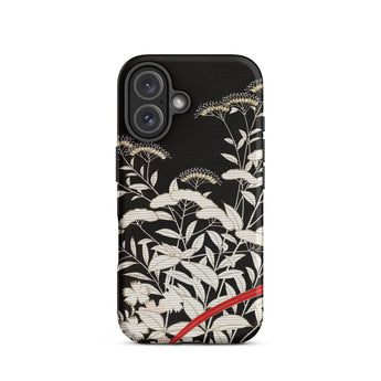 Women’s Kimono with Autumn Plants Iphone Case, 16 / Matte, Black Phone Case Floral Design