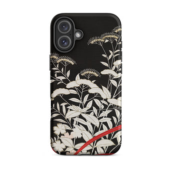 Women’s Kimono with Autumn Plants Iphone Case, 16 Plus / Matte, Black Phone Case Floral Design
