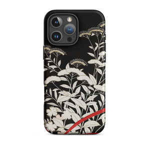 Women’s Kimono with Autumn Plants Iphone Case, 16 Pro Max / Matte, Black Phone Case Floral Design
