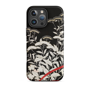 Women’s Kimono with Autumn Plants Iphone Case, 16 Pro Max / Matte, Black Phone Case Floral Design