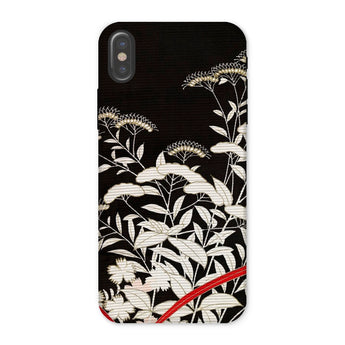 Women’s Kimono with Autumn Plants Iphone Case, x / Matte, Black Phone Case White Floral Design Red Accent
