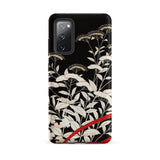 Women’s Kimono with Autumn Plants Samsung Case, Galaxy S20 Fe / Matte, Black Phone Case White Floral Design Red Accents