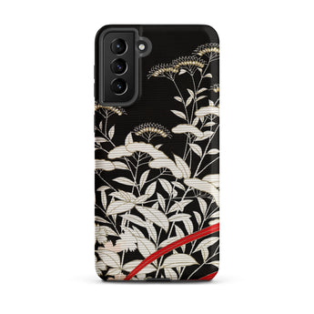 Women’s Kimono with Autumn Plants Samsung Case, Galaxy S21 Plus / Matte, Black Phone Case White Red Floral Design