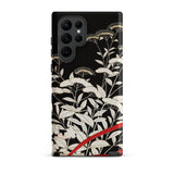 Women’s Kimono with Autumn Plants Samsung Case, Galaxy S22 Ultra / Matte, Black Phone Case White Floral Red Ribbon Design
