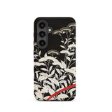Women’s Kimono with Autumn Plants Samsung Case, Galaxy S24 / Matte, Black Smartphone Case White Botanical Design Red Accent